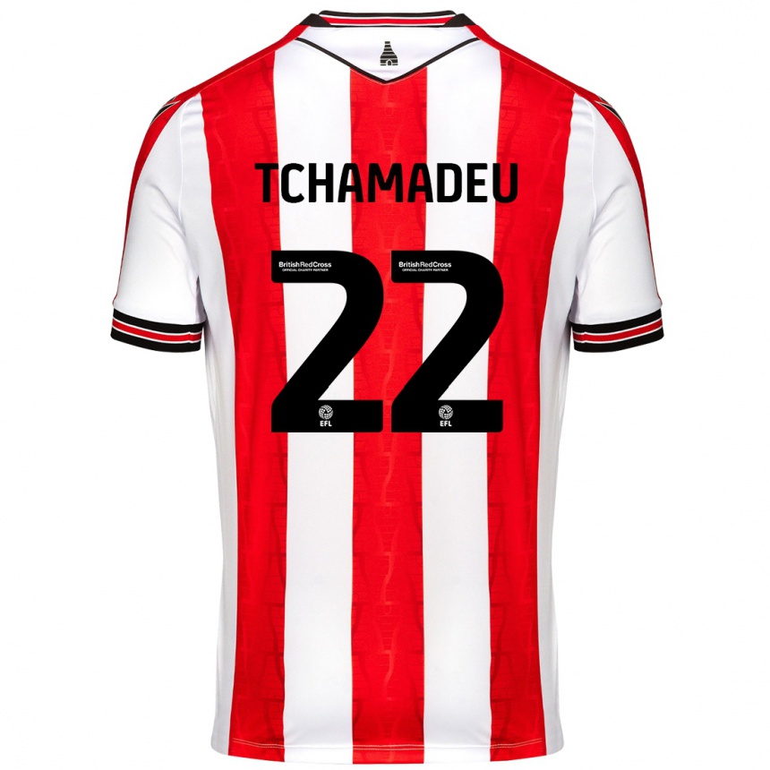 Kids Football Junior Tchamadeu #22 Red White Home Jersey 2024/25 T-Shirt Uk