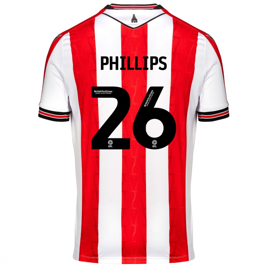 Kids Football Ashley Phillips #26 Red White Home Jersey 2024/25 T-Shirt Uk