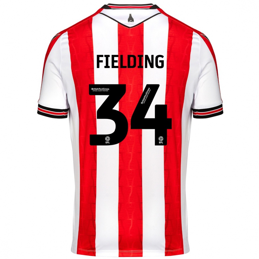 Kids Football Frank Fielding #34 Red White Home Jersey 2024/25 T-Shirt Uk