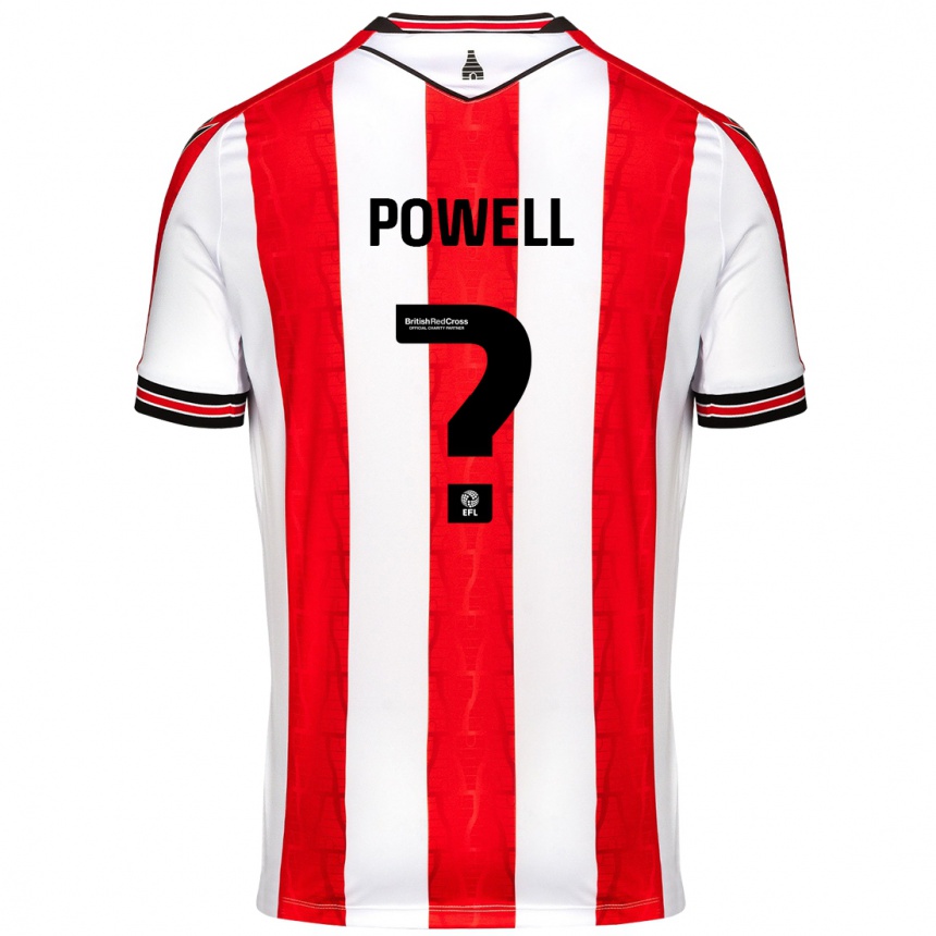 Kids Football Owen Powell #0 Red White Home Jersey 2024/25 T-Shirt Uk