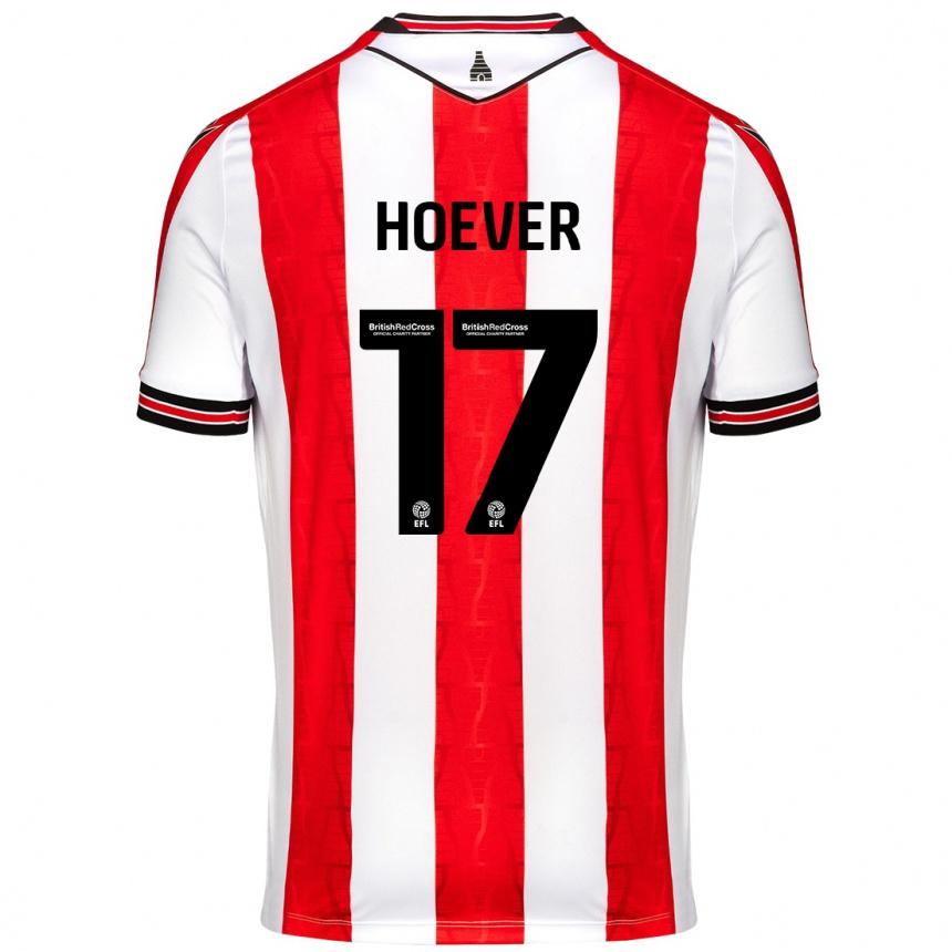 Kids Football Ki-Jana Hoever #17 Red White Home Jersey 2024/25 T-Shirt Uk