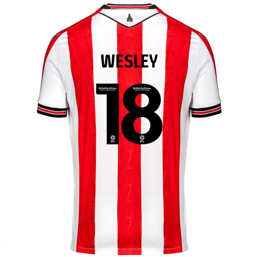 Kids Football Wesley Moraes #18 Red White Home Jersey 2024/25 T-Shirt Uk