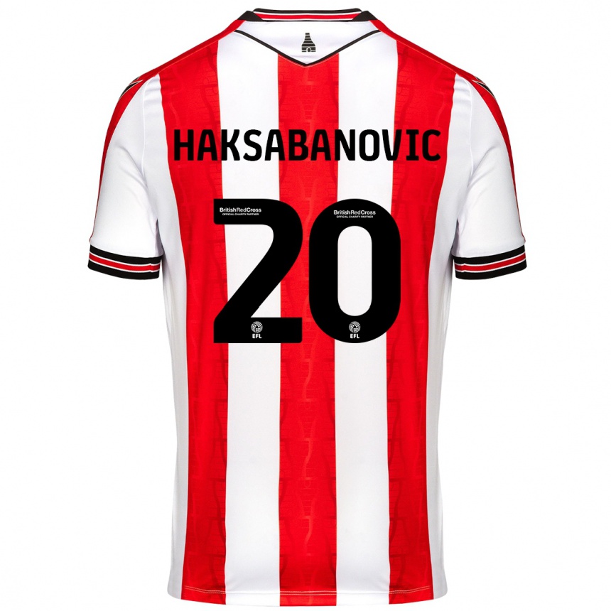 Kids Football Sead Hakšabanović #20 Red White Home Jersey 2024/25 T-Shirt Uk