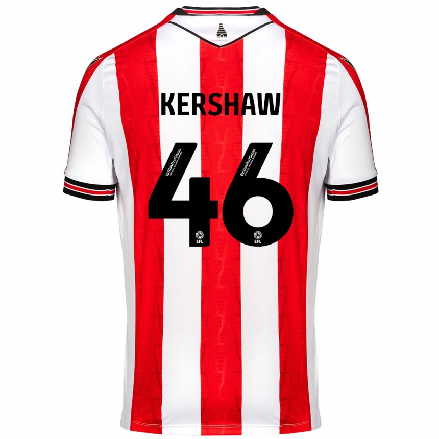 Kids Football Ben Kershaw #46 Red White Home Jersey 2024/25 T-Shirt Uk