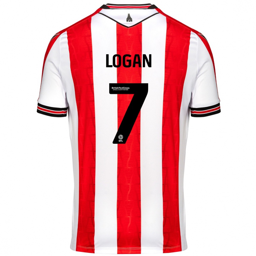 Kids Football Heidi Logan #7 Red White Home Jersey 2024/25 T-Shirt Uk