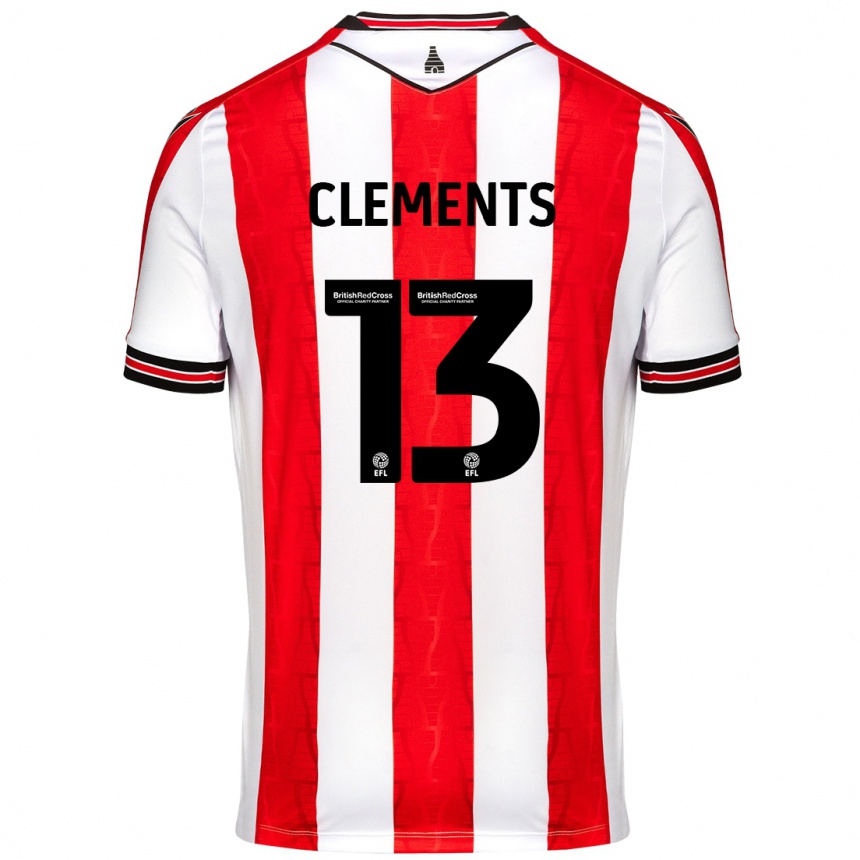 Kids Football Daisy Clements #13 Red White Home Jersey 2024/25 T-Shirt Uk