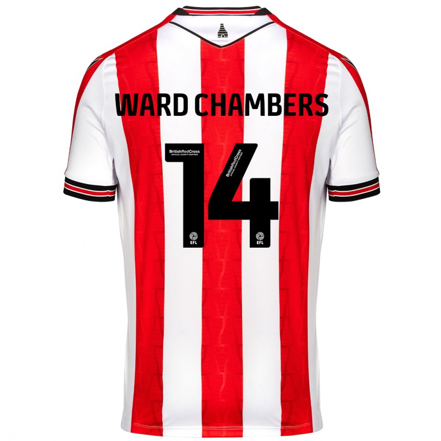 Kids Football Courtnay Ward-Chambers #14 Red White Home Jersey 2024/25 T-Shirt Uk