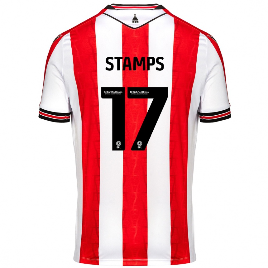 Kids Football Shannon Stamps #17 Red White Home Jersey 2024/25 T-Shirt Uk