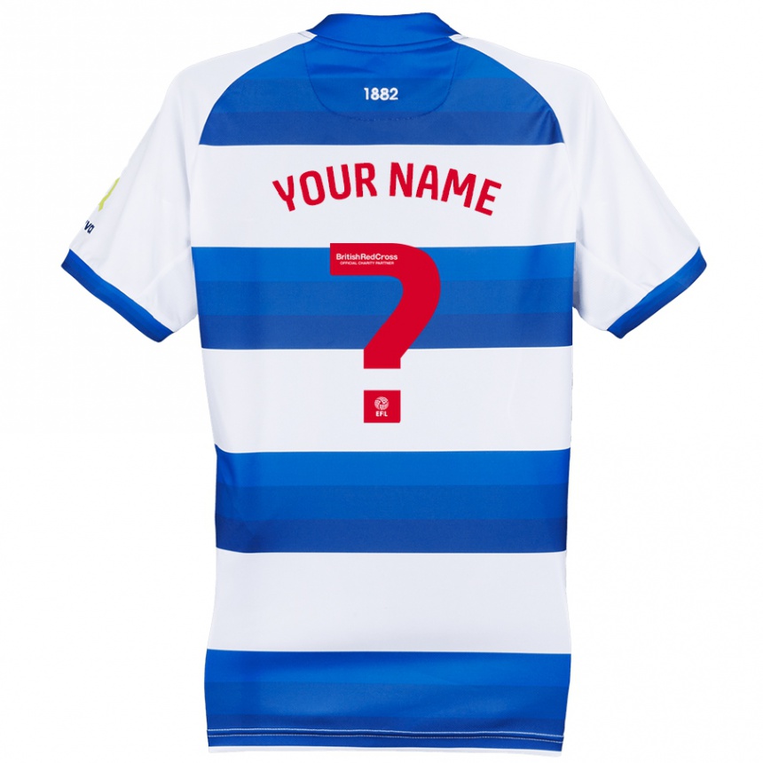 Kids Football Your Name #0 White Blue Home Jersey 2024/25 T-Shirt Uk