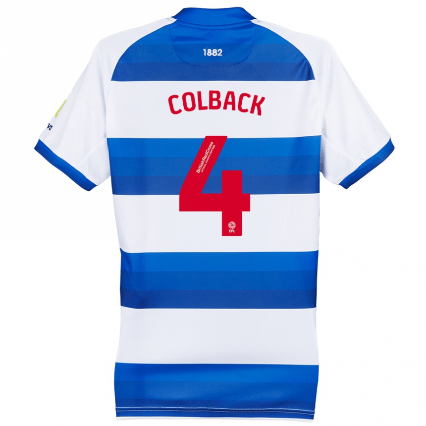 Kids Football Jack Colback #4 White Blue Home Jersey 2024/25 T-Shirt Uk