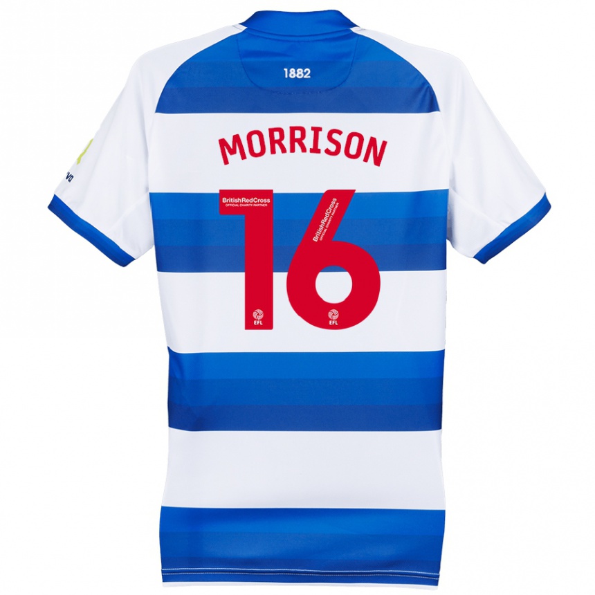 Kids Football Liam Morrison #16 White Blue Home Jersey 2024/25 T-Shirt Uk