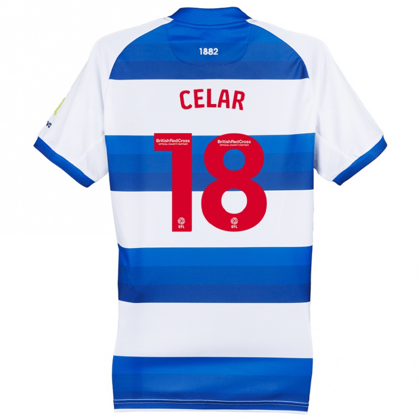 Kids Football Zan Celar #18 White Blue Home Jersey 2024/25 T-Shirt Uk