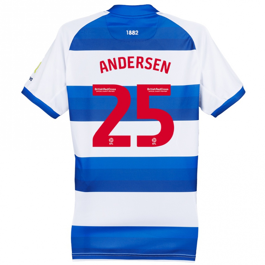 Kids Football Lucas Andersen #25 White Blue Home Jersey 2024/25 T-Shirt Uk