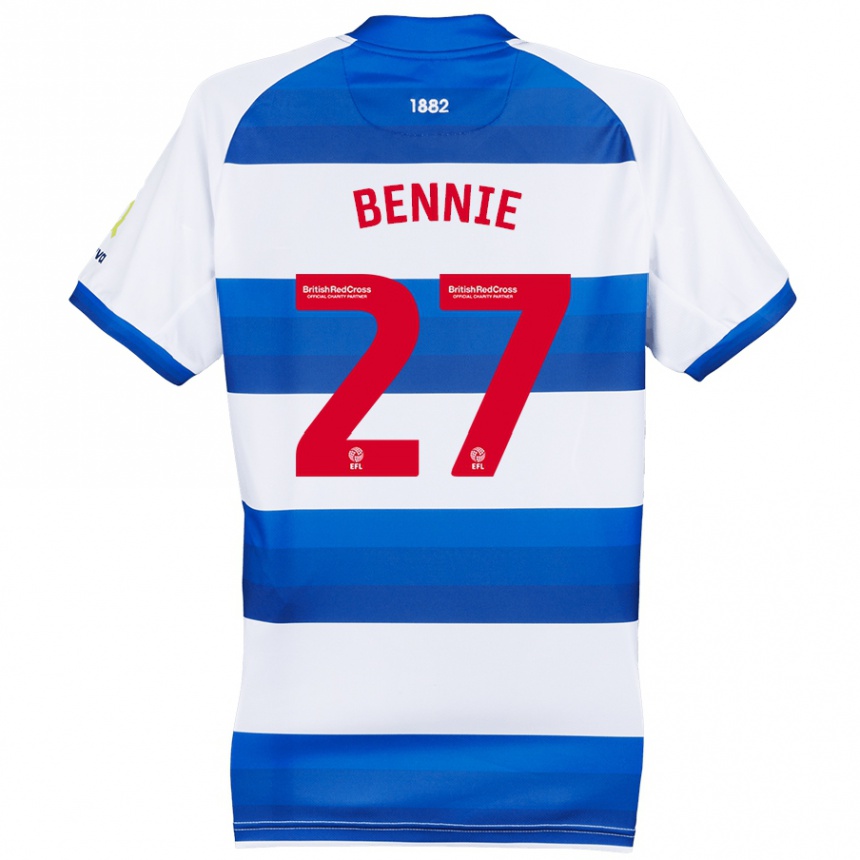 Kids Football Daniel Bennie #27 White Blue Home Jersey 2024/25 T-Shirt Uk