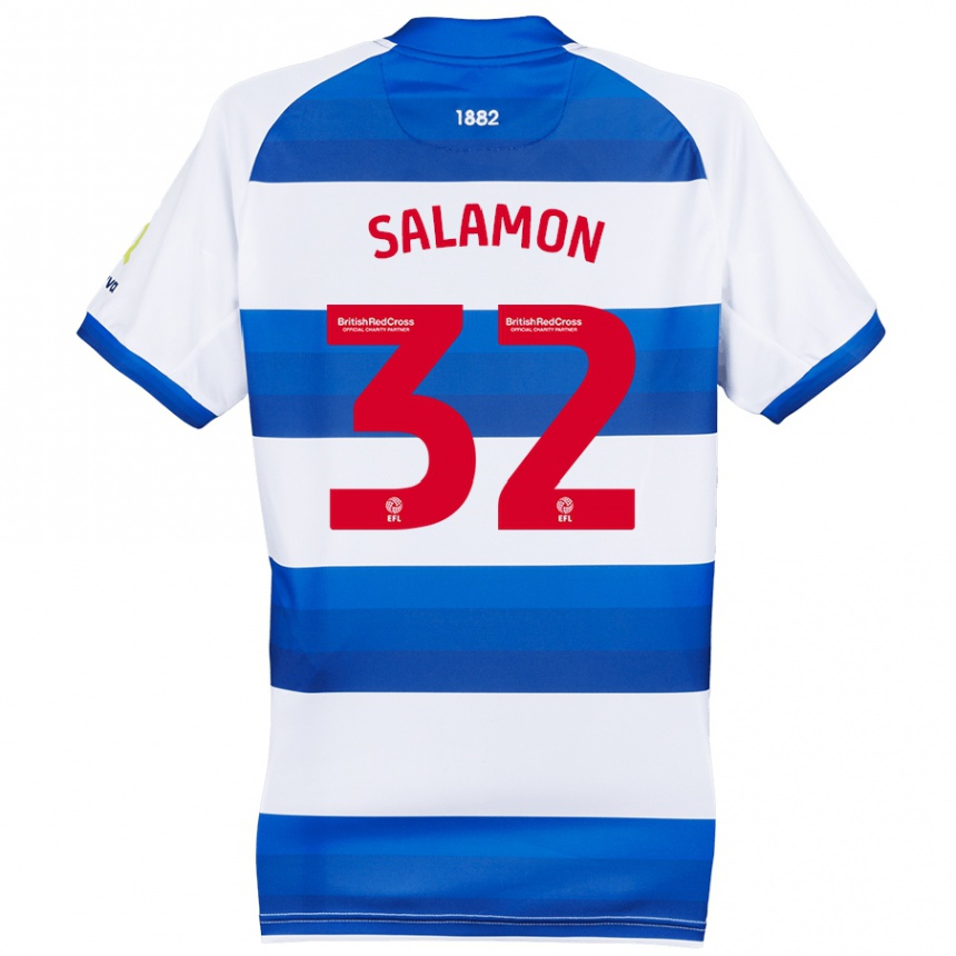 Kids Football Matteo Salamon #32 White Blue Home Jersey 2024/25 T-Shirt Uk