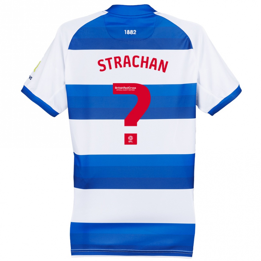 Kids Football Lorenzo Strachan #0 White Blue Home Jersey 2024/25 T-Shirt Uk