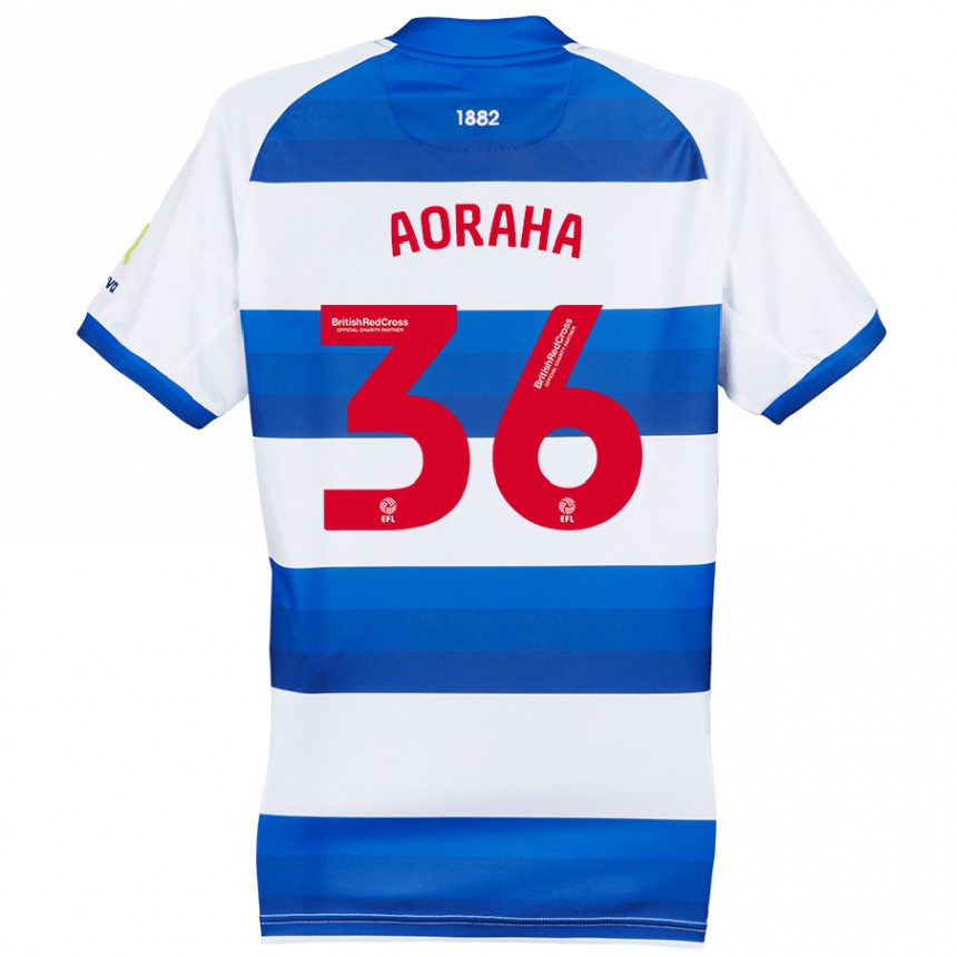 Kids Football Alexander Aoraha #36 White Blue Home Jersey 2024/25 T-Shirt Uk