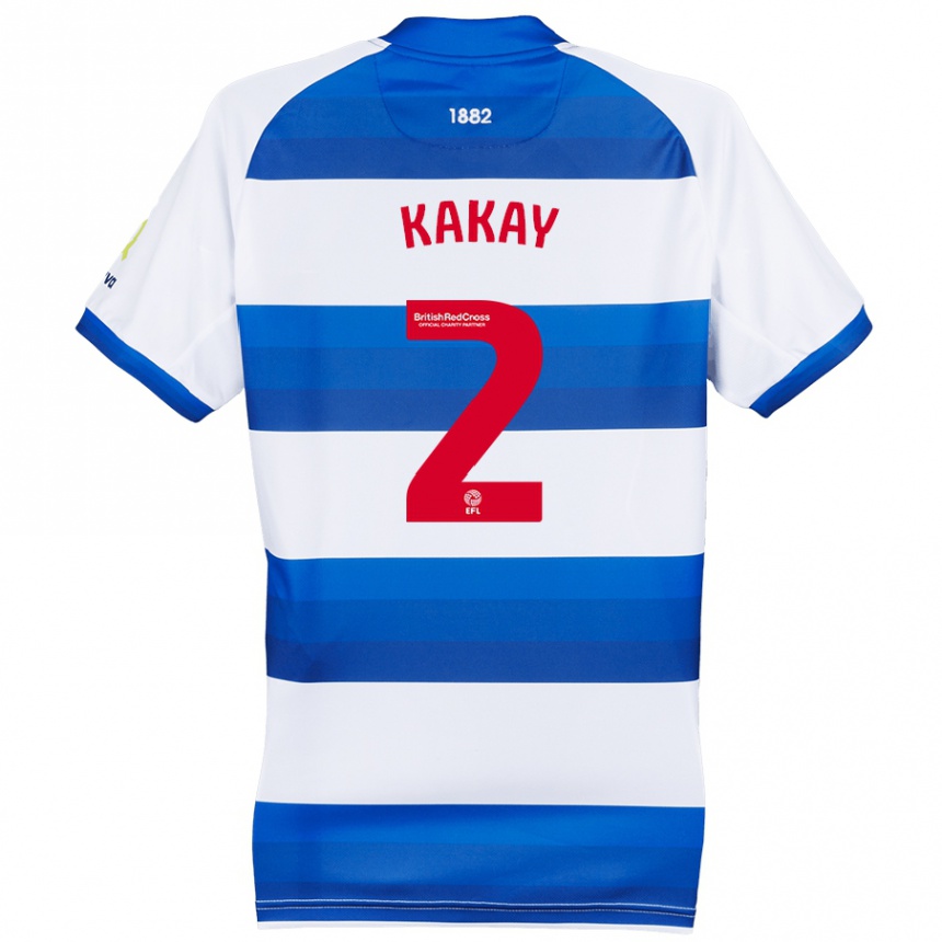 Kids Football Osman Kakay #2 White Blue Home Jersey 2024/25 T-Shirt Uk