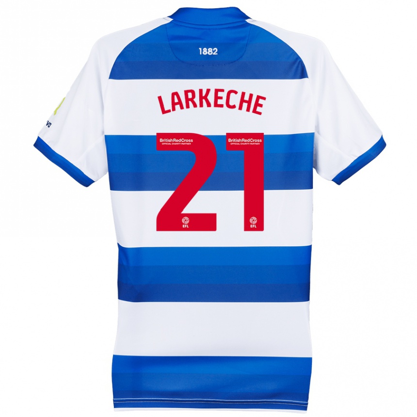 Kids Football Ziyad Larkeche #21 White Blue Home Jersey 2024/25 T-Shirt Uk