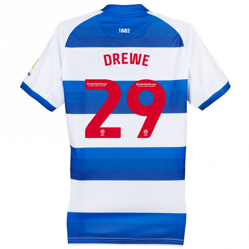 Kids Football Aaron Drewe #29 White Blue Home Jersey 2024/25 T-Shirt Uk