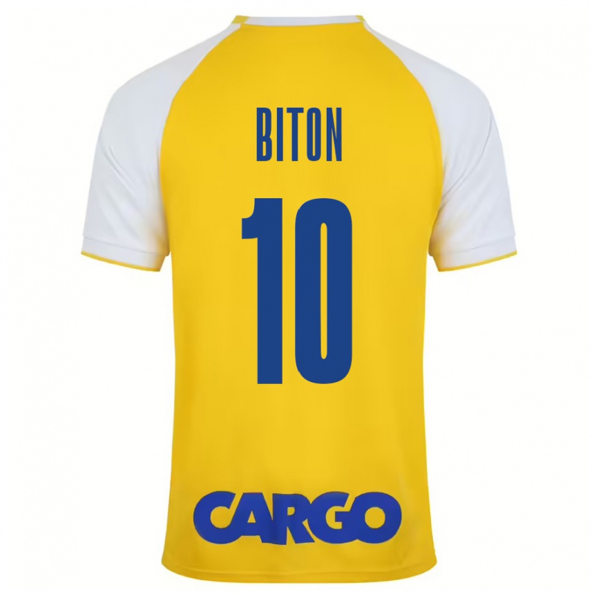 Kids Football Dan Biton #10 Yellow White Home Jersey 2024/25 T-Shirt Uk