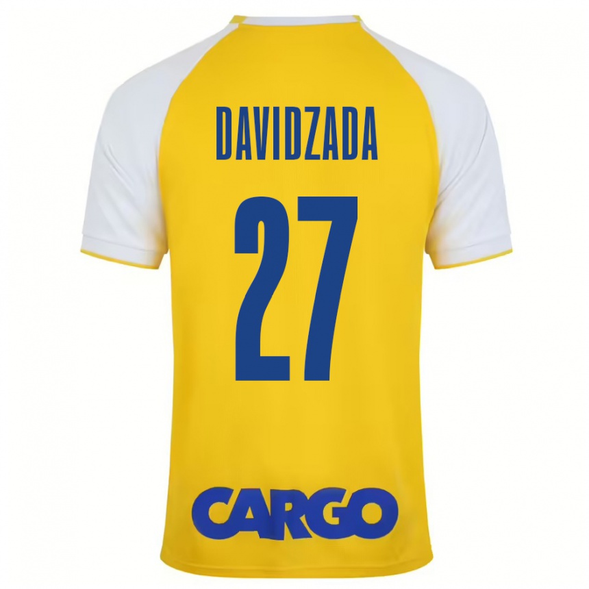 Kids Football Ofir Davidzada #27 Yellow White Home Jersey 2024/25 T-Shirt Uk