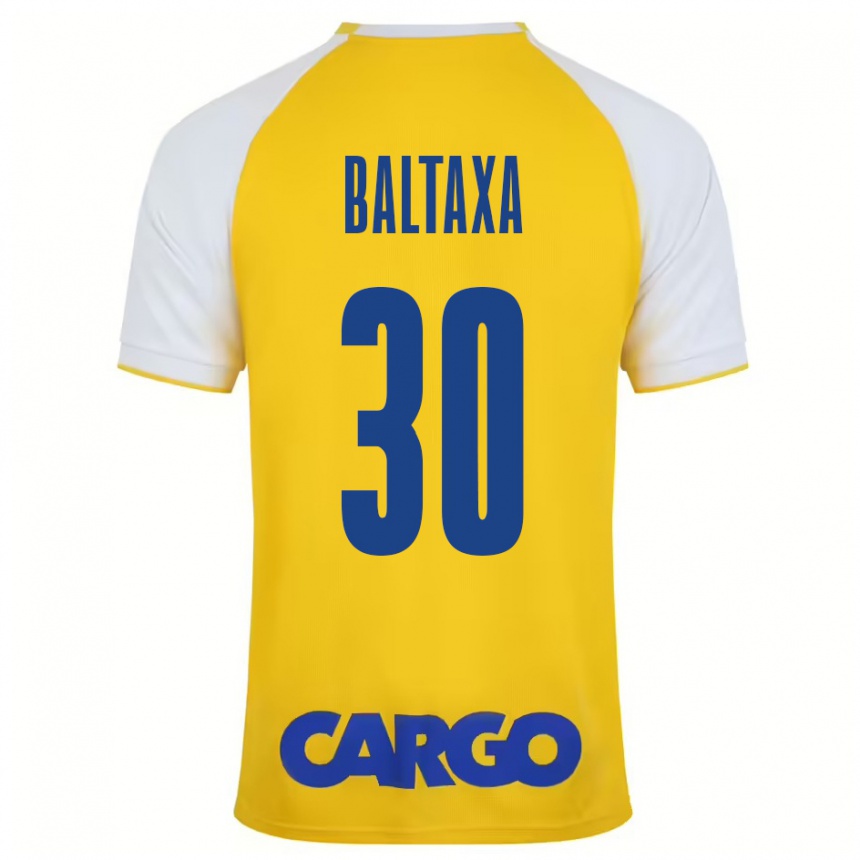 Kids Football Matan Baltaxa #30 Yellow White Home Jersey 2024/25 T-Shirt Uk