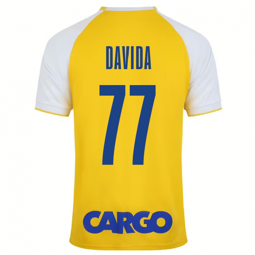 Kids Football Osher Davida #77 Yellow White Home Jersey 2024/25 T-Shirt Uk