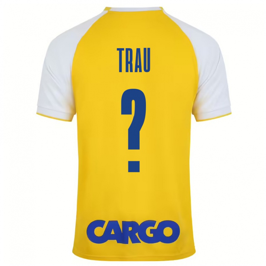 Kids Football Idan Trau #0 Yellow White Home Jersey 2024/25 T-Shirt Uk