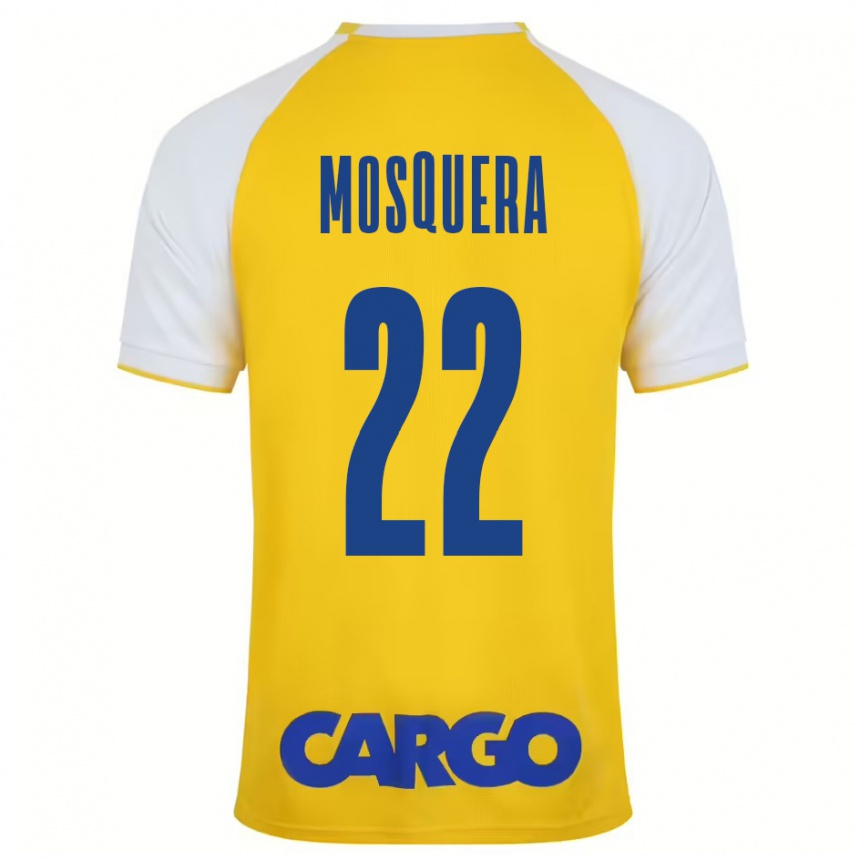 Kids Football Orlando Mosquera #22 Yellow White Home Jersey 2024/25 T-Shirt Uk