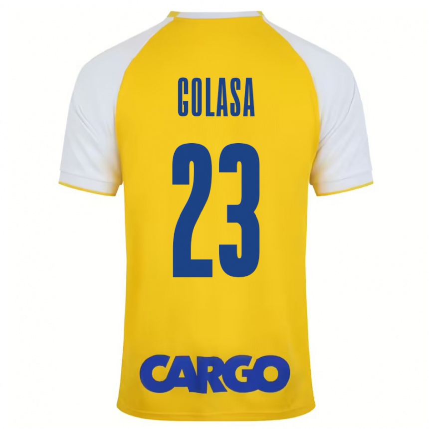 Kids Football Eyal Golasa #23 Yellow White Home Jersey 2024/25 T-Shirt Uk