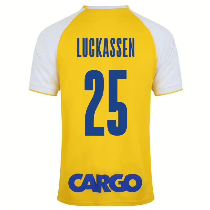 Kids Football Derrick Luckassen #25 Yellow White Home Jersey 2024/25 T-Shirt Uk