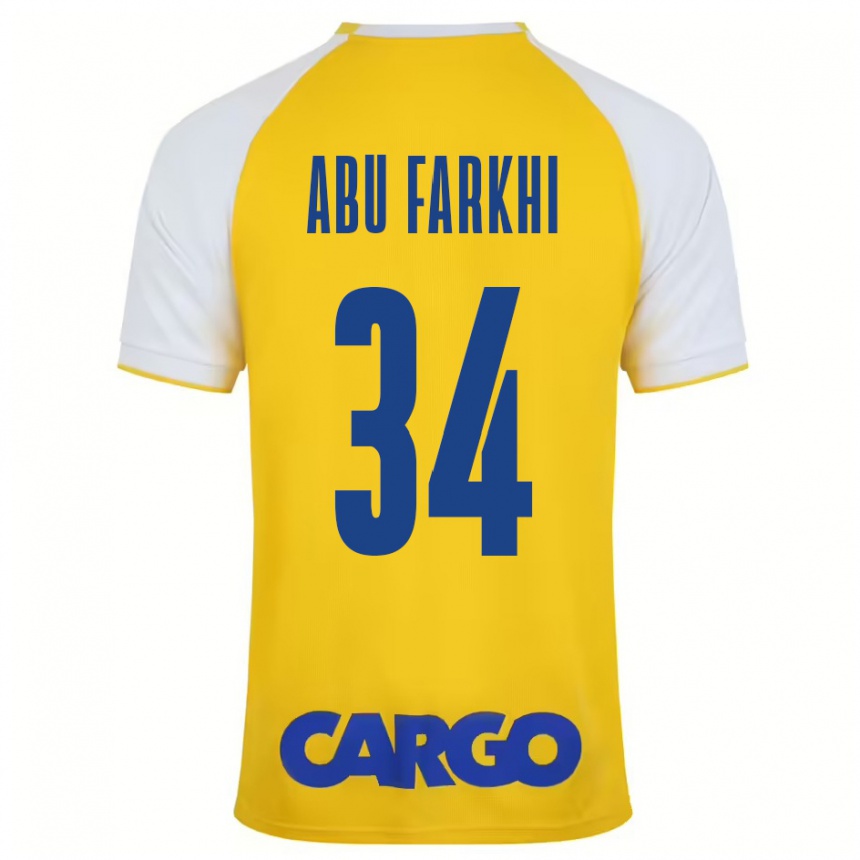 Kids Football Sayed Abu Farkhi #34 Yellow White Home Jersey 2024/25 T-Shirt Uk