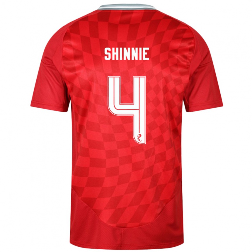 Kids Football Graeme Shinnie #4 Red Home Jersey 2024/25 T-Shirt Uk