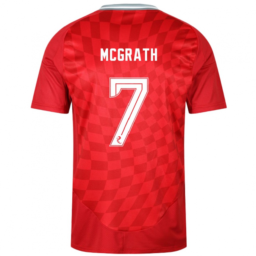 Kids Football Jamie Mcgrath #7 Red Home Jersey 2024/25 T-Shirt Uk