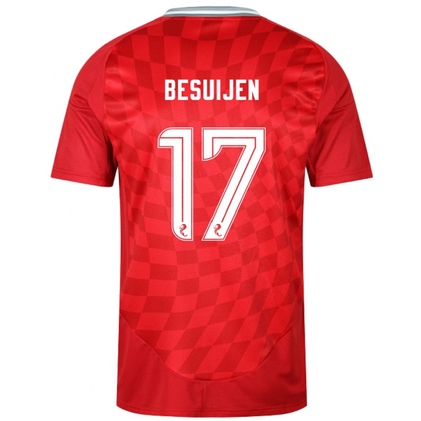 Kids Football Vicente Besuijen #17 Red Home Jersey 2024/25 T-Shirt Uk