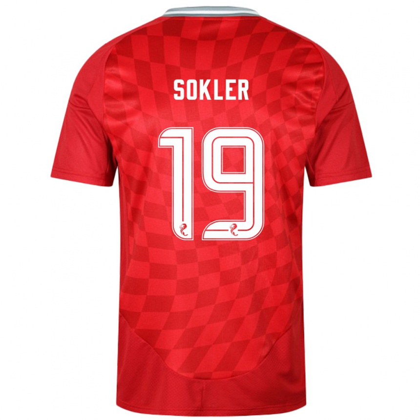 Kids Football Ester Sokler #19 Red Home Jersey 2024/25 T-Shirt Uk