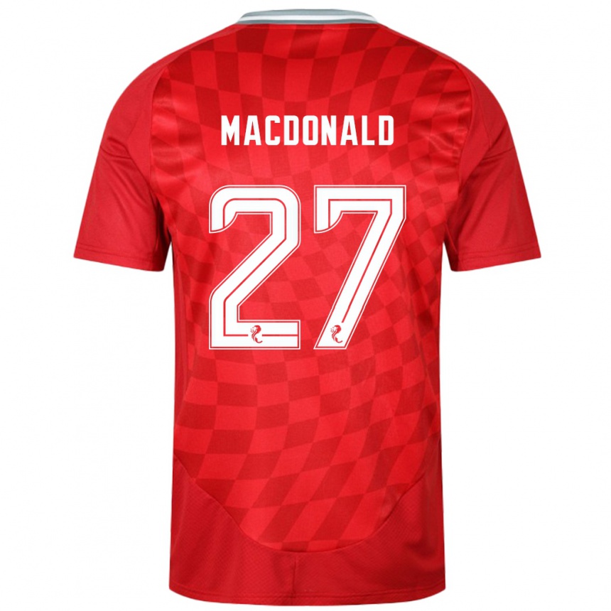 Kids Football Angus Macdonald #27 Red Home Jersey 2024/25 T-Shirt Uk