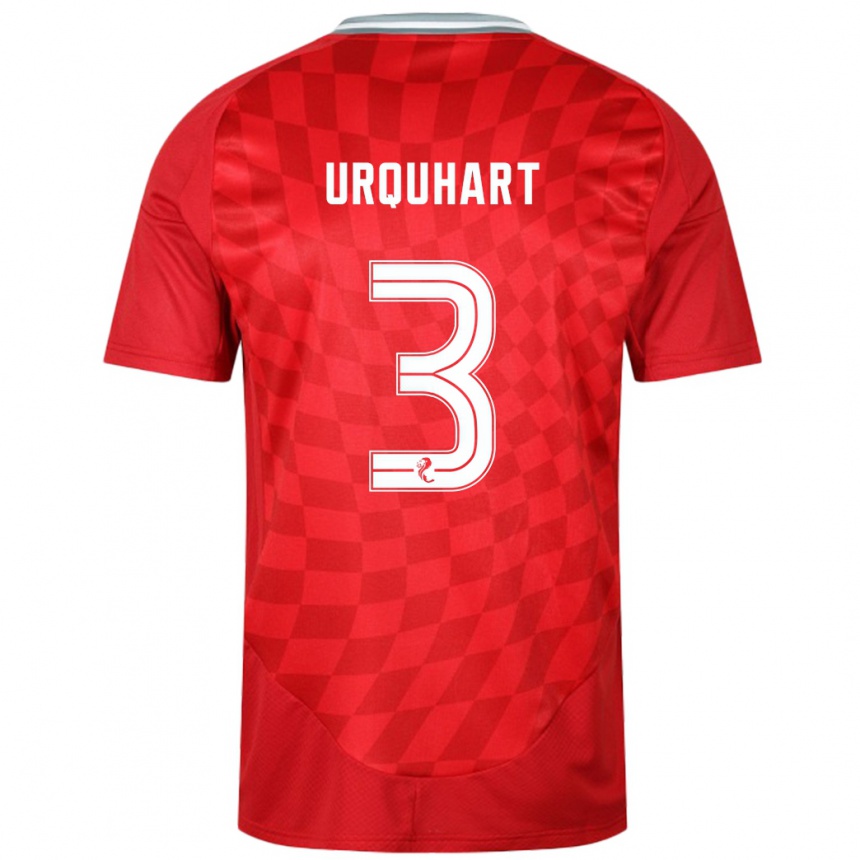 Kids Football Millie Urquhart #3 Red Home Jersey 2024/25 T-Shirt Uk