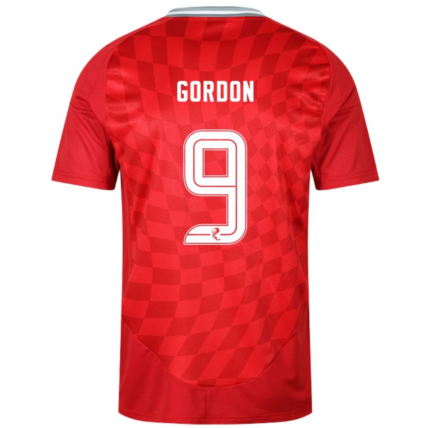 Kids Football Lauren Gordon #9 Red Home Jersey 2024/25 T-Shirt Uk