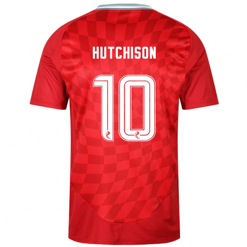 Kids Football Bayley Hutchison #10 Red Home Jersey 2024/25 T-Shirt Uk