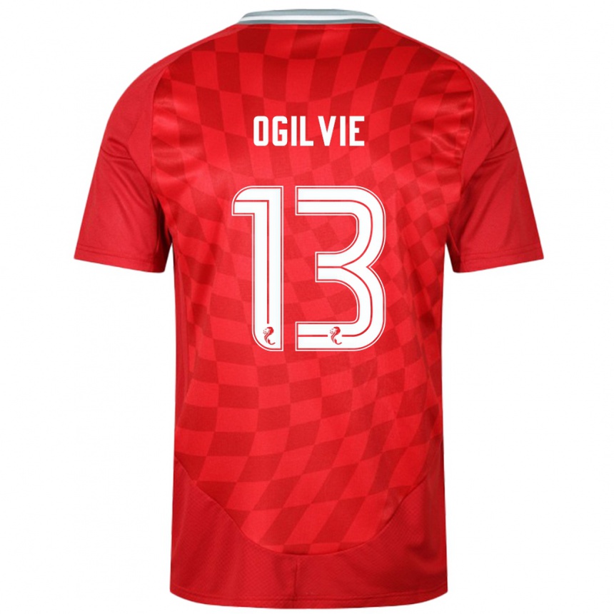 Kids Football Francesca Ogilvie #13 Red Home Jersey 2024/25 T-Shirt Uk