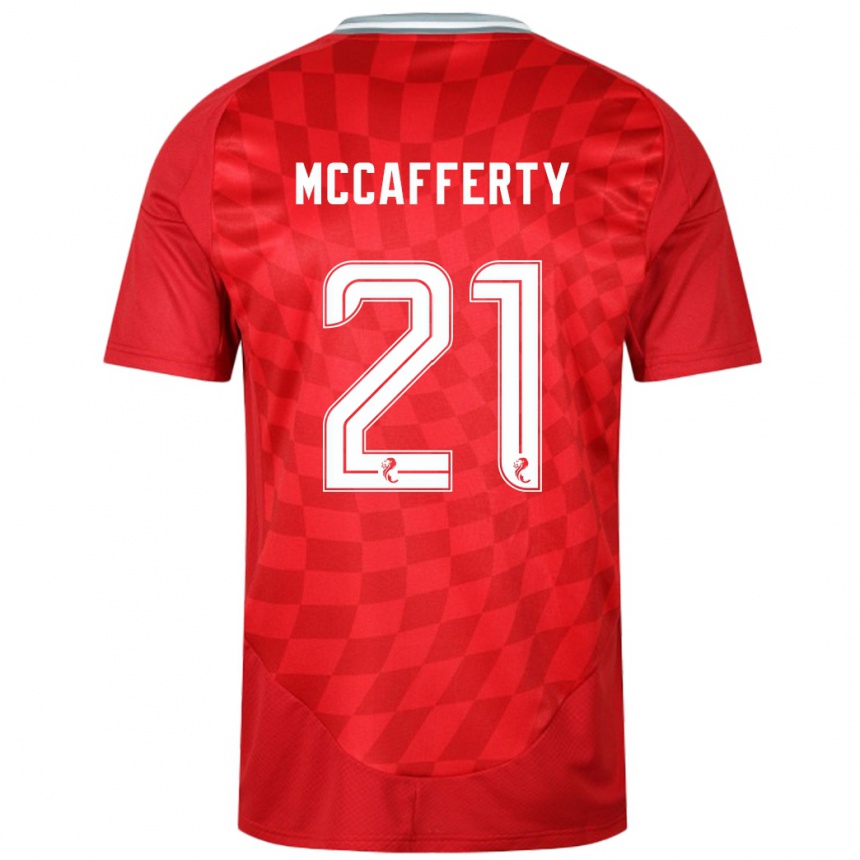 Kids Football Eirinn Mccafferty #21 Red Home Jersey 2024/25 T-Shirt Uk