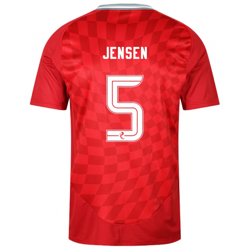 Kids Football Richard Jensen #5 Red Home Jersey 2024/25 T-Shirt Uk