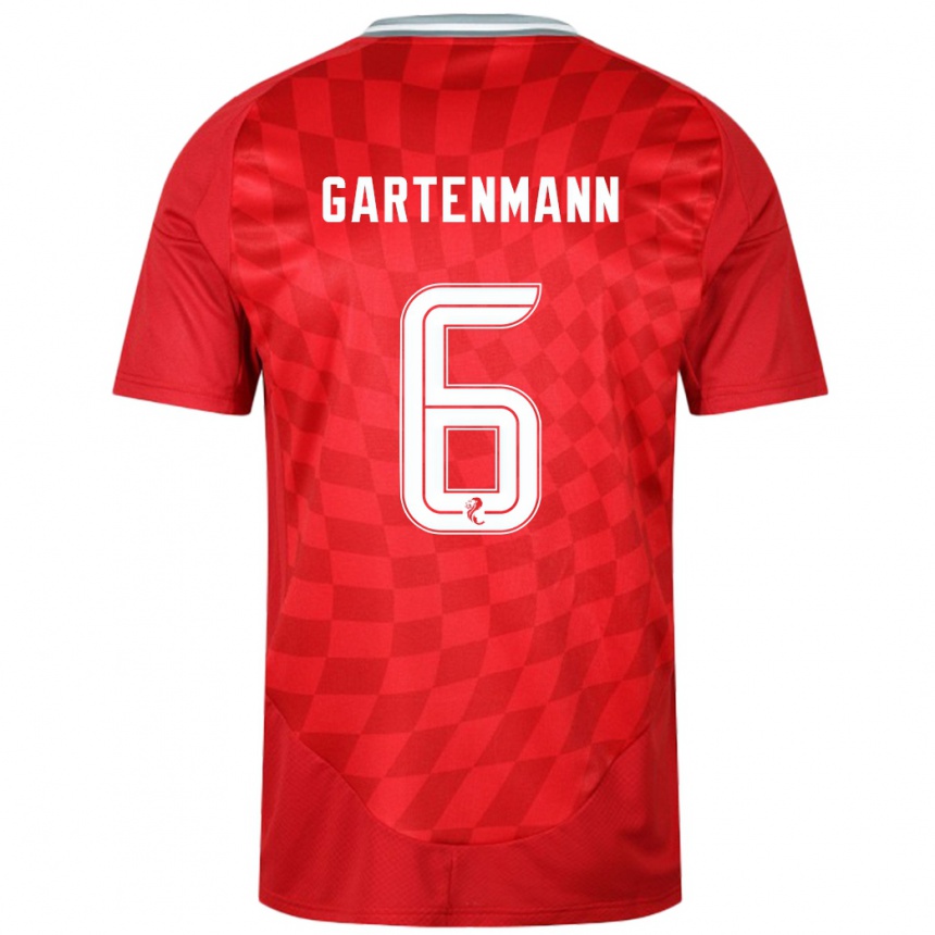 Kids Football Stefan Gartenmann #6 Red Home Jersey 2024/25 T-Shirt Uk