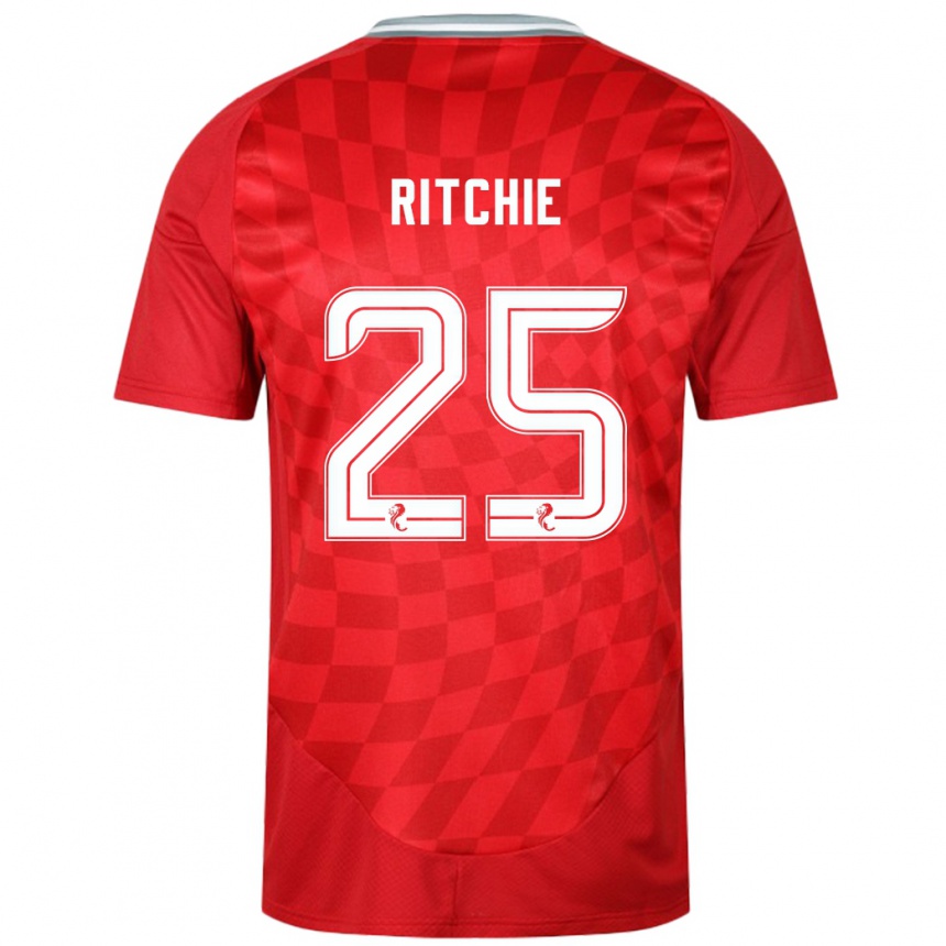 Kids Football Tom Ritchie #25 Red Home Jersey 2024/25 T-Shirt Uk