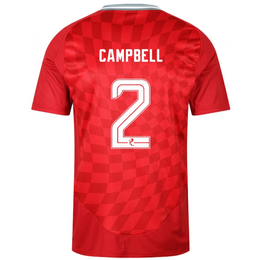 Kids Football Loren Campbell #2 Red Home Jersey 2024/25 T-Shirt Uk