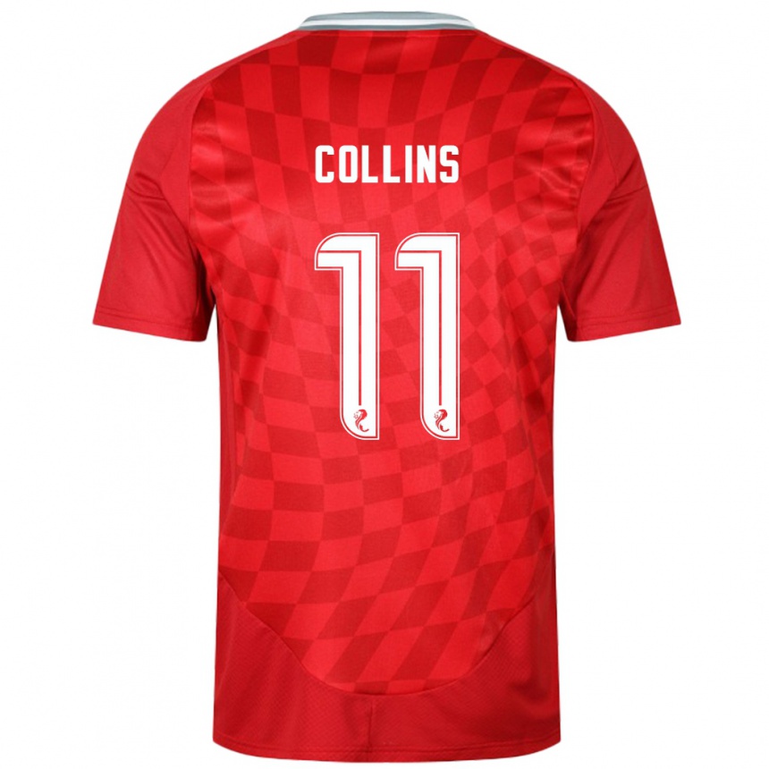 Kids Football Bailley Collins #11 Red Home Jersey 2024/25 T-Shirt Uk