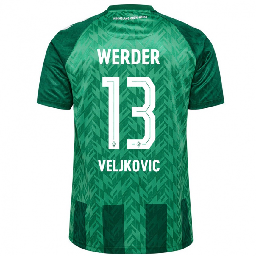 Kids Football Milos Veljkovic #13 Green Home Jersey 2024/25 T-Shirt Uk