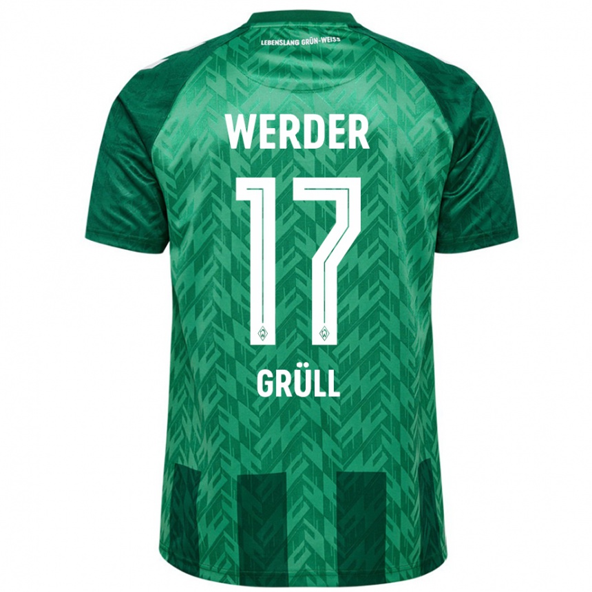 Kids Football Marco Grüll #17 Green Home Jersey 2024/25 T-Shirt Uk